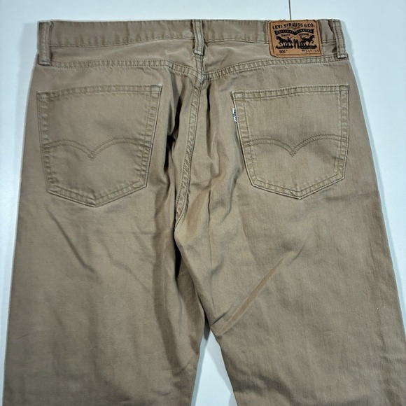 Levi's 505 Jeans 35x33 Beige Khaki Denim Cowboy USA White Tab (Tag 34x34) - Picture 6 of 10